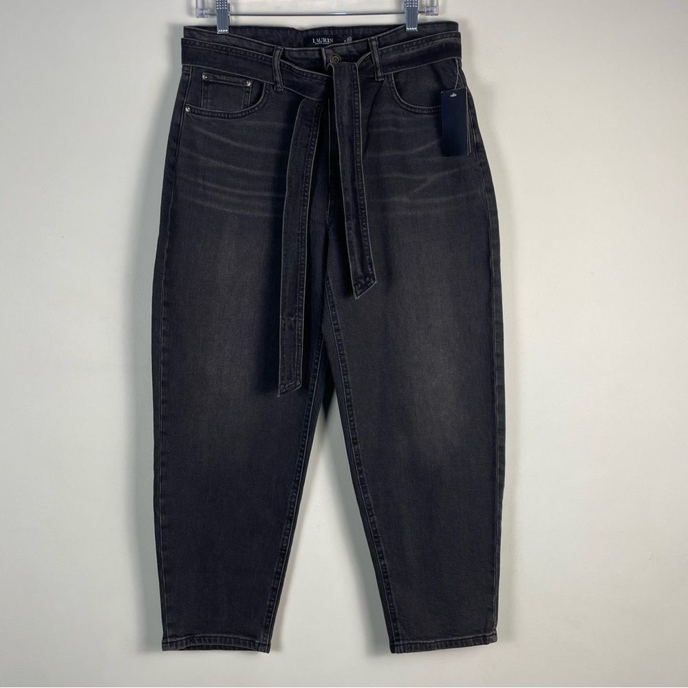 Lauren Ralph Lauren Belted High Rise Round Tapered Leg Jeans Size 8 NEW Ankle